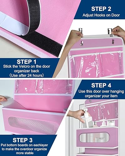 Miniatura 6 de Organizador sobre la puerta, organizador colgante de puerta con 2 pequeños de PVC y 4 bolsillos grandes detrás de la puerta, organizador de