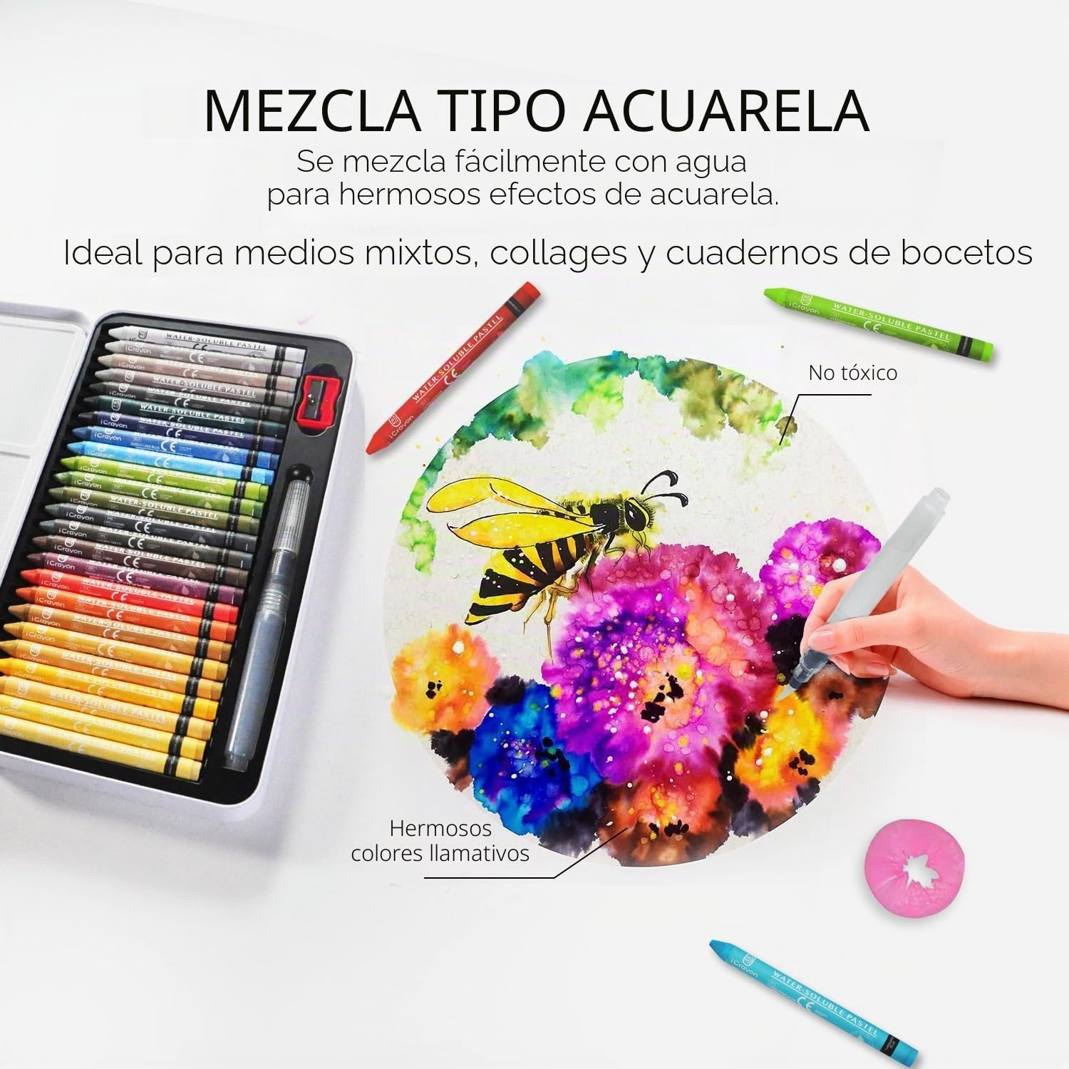 iCrayon Pasteles solubles en agua, 25 colores (Europa)