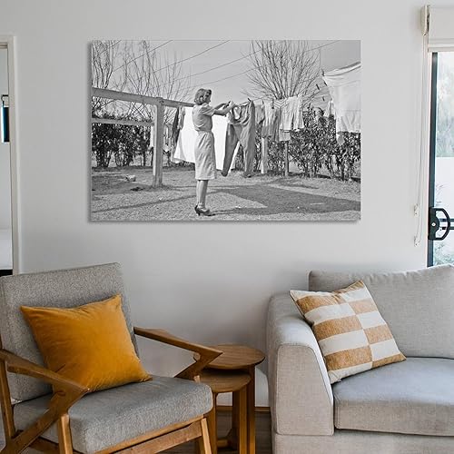 Miniatura 6 de Arte vintage para el día de la lavandería, arte de pared en blanco y negro, fotos antiguas, pósteres Art Deco de lavandería, impresiones artísticas