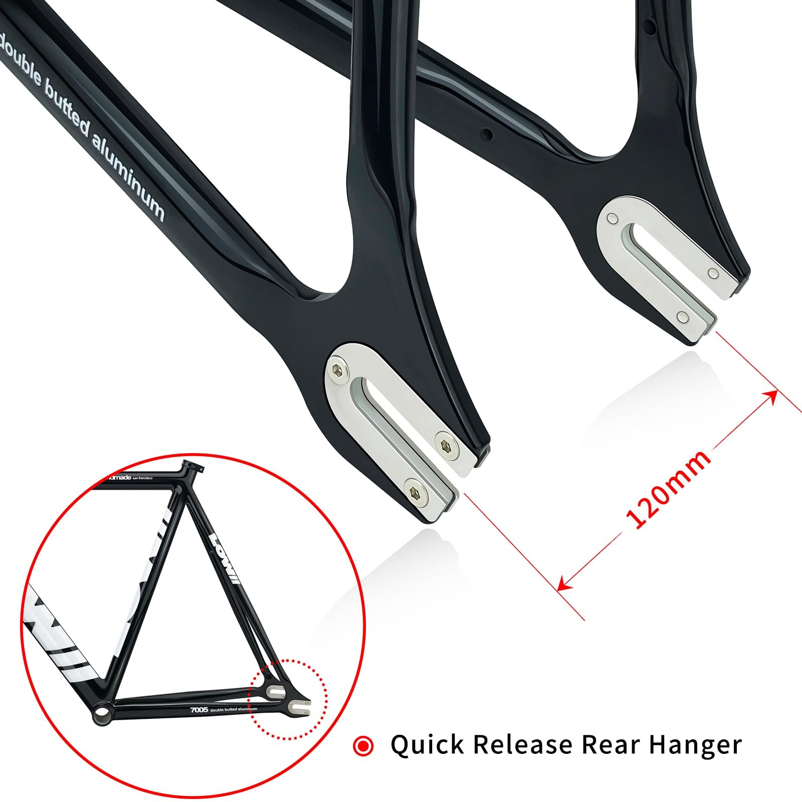 700C Cuadro De Bici De Piñón Fijo Con Horquilla De Carbono 53/55/57cm | Freno De V Y Liberación Rápida 100/120mm, Marco De Bicicleta De Pista De Carreras De Aluminio