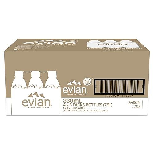 Miniatura 11 de Evian Agua de manantial natural de 330ml/ 11.2 fl oz (paquete de 24) minibotellas, botellas de agua de manantial filtradas naturalmente pequeñas