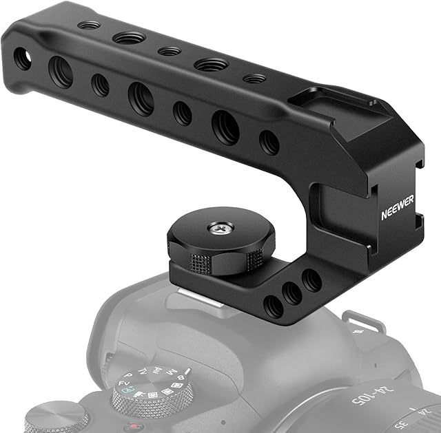 Neewer Universal Camera Hot Shoe Top Handle Grip, Universal Video Stabilizing Rig with 3 Cold Shoe Mounts for DSLR cameras, Fits Microphone, LED Light, Monitor for Low-Angle Shots, Metal - ST28