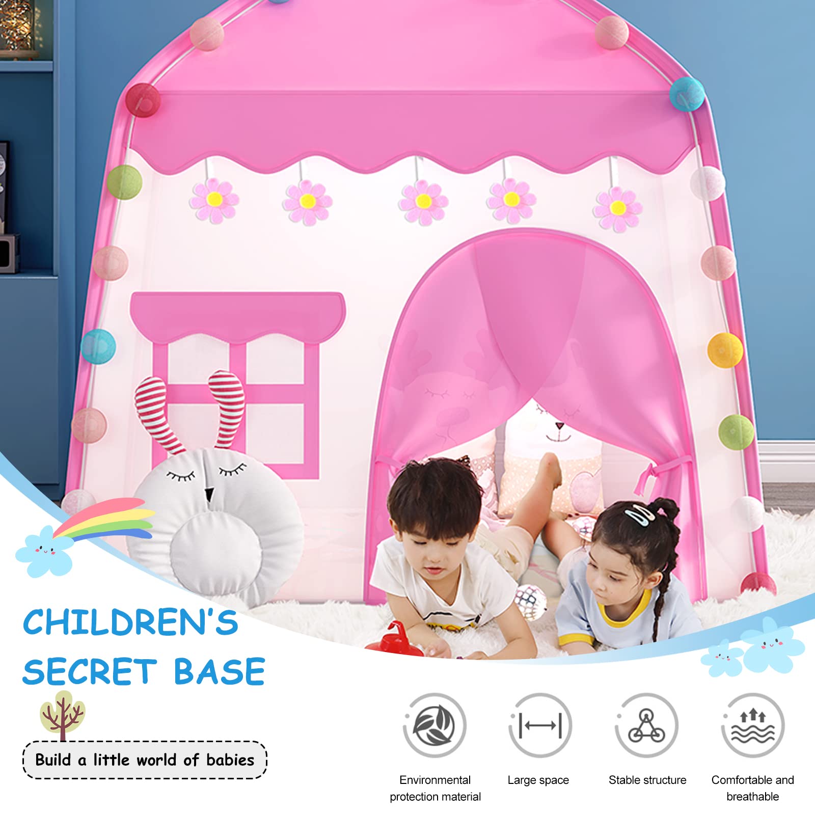 Tenda Da Gioco Bambini 'Castello Dei Sogni' Con Palle - 100x120x140cm, Per Interni/Esterni - Foto 8