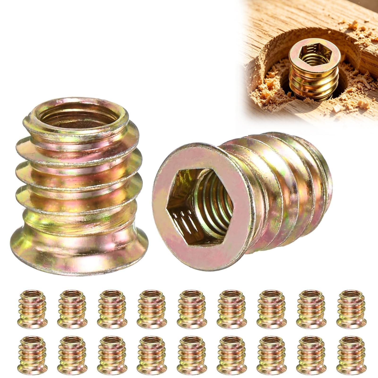20 Pcs M8 x 13mm Screw-In Threaded Inserts Heavy-Duty