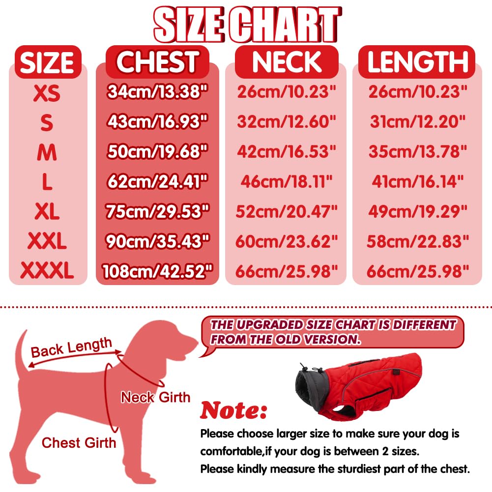 EMUST Dog Coats Winter, Thick Dog Clothes for Medium Dogs Boy, Coats for Dogs Winter with Harness Hole, Dog Coats for Cold Weather, Red, M — view 3