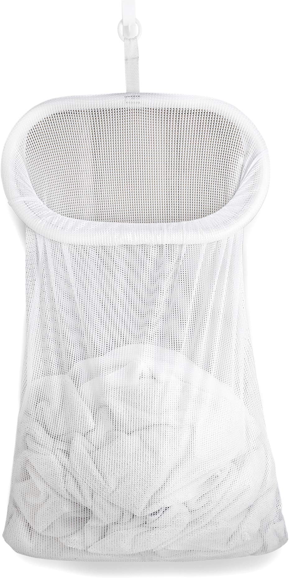 Smart Design Hangable Laundry Hamper w/Hook & Adjustable Strap - Durable Fabric Collapsible Design - for Clothes & Laundry - Home Organization (Holds 3 Loads) (20 x 36 Inch) [White]
