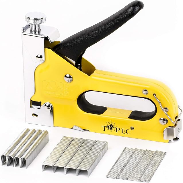 Topec 3 in 1 Heavy Duty Staple Gun Kit with 600 Staples, for Upholstery, Material Repair, Carpentry, Decoration, Furniture, Crafts, DIY