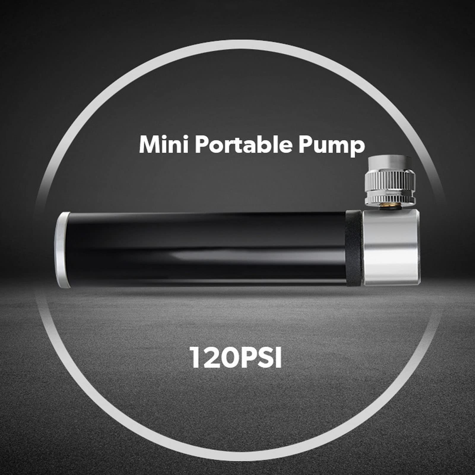 Mini Pump with Gauge, Portable Frame Pump for Road BMX Tires, Aluminum Alloy Fork Pump for Road Bikes Mountain Bikes Basketball Football Black