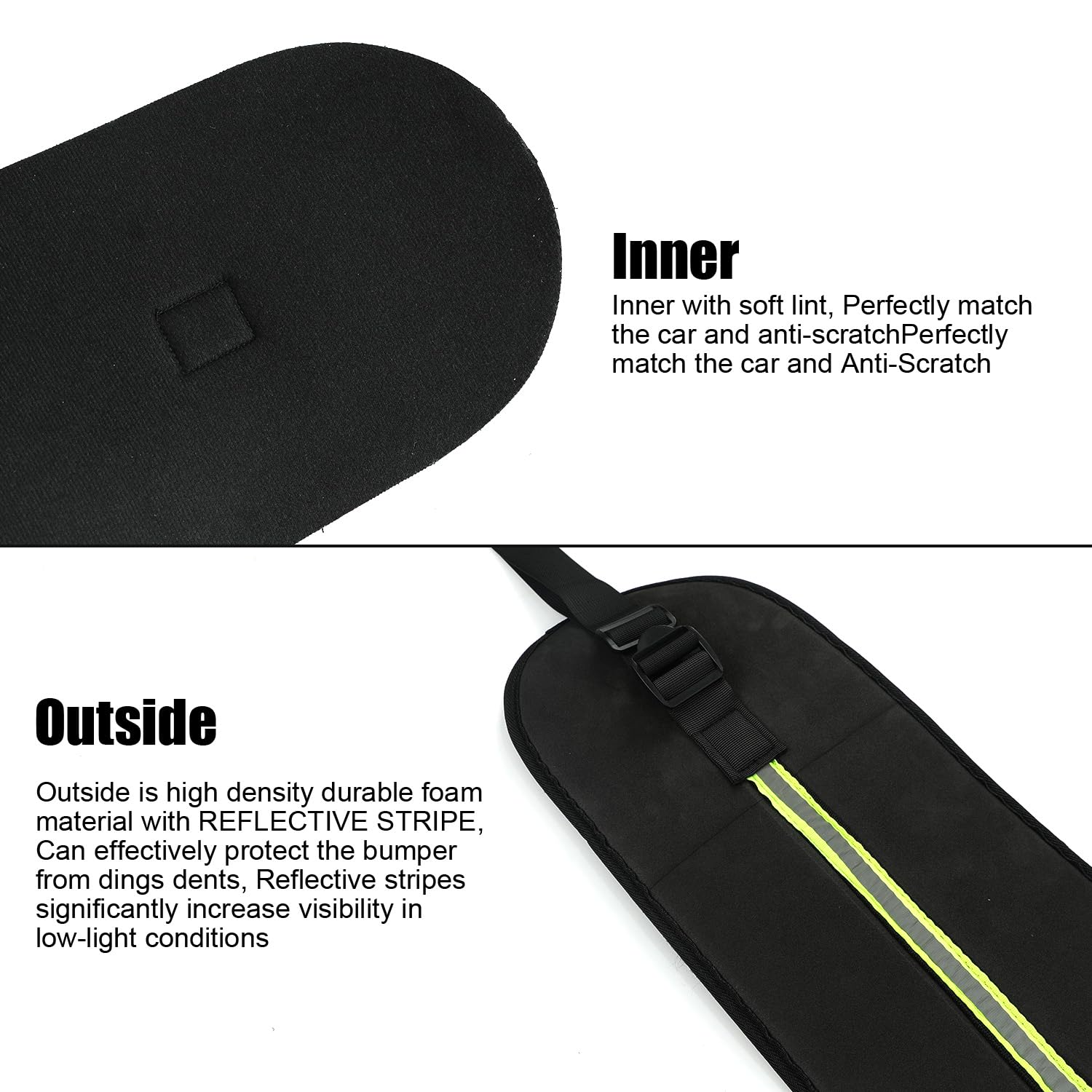 Rear Bumper Guards for Cars, Car Bumper Protector with Long Safety Reflector for Nighttime Visibility, Rear Bumper Protector 72" x 8.07" x 0.4"(DO NOT Drive with IT ON)