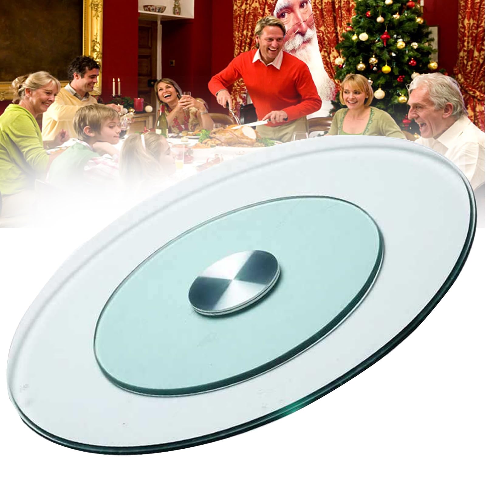39 Inch Glass Lazy Susan Turntable - Large Round Tempered Glass Serving Tray For Dining Table