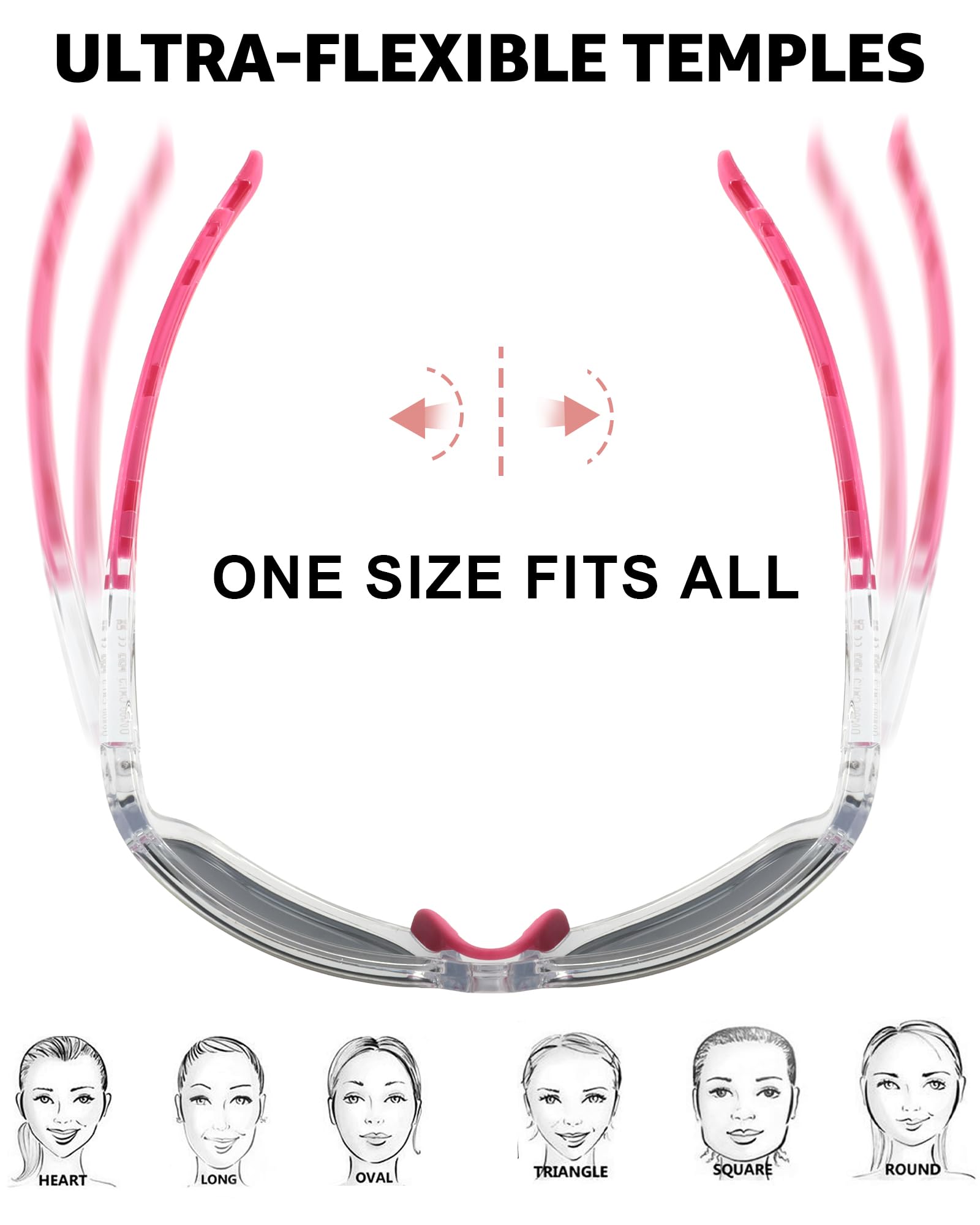 Gafas de sol deportivas polarizadas para mujer, estilo envolvente de diseñador IF8150, C01 Marco transparente/lentes polarizados espejados rosa, M 4