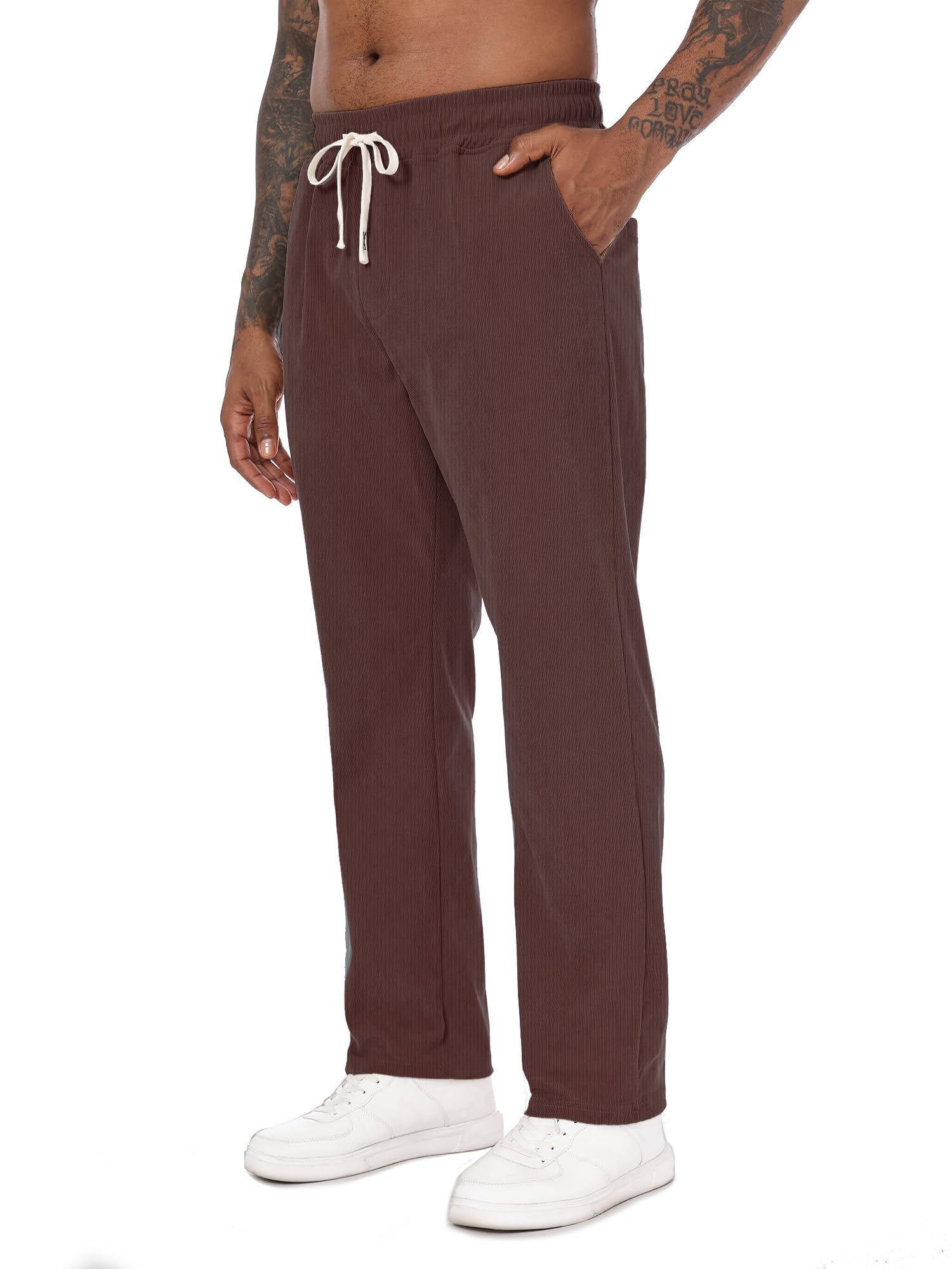 Yageshark Herren Cord Jogginghose - Bequeme Freizeithose mit Taschen & elastischem Bund für Alltag & Büro