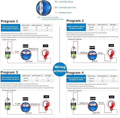 Miniatura 6 de Interruptor de botón de enclavamiento de 0.748 pulgadas , interruptor SPDT de encendidoapagado, con metal negro impermeable, anillo LED de 12V con