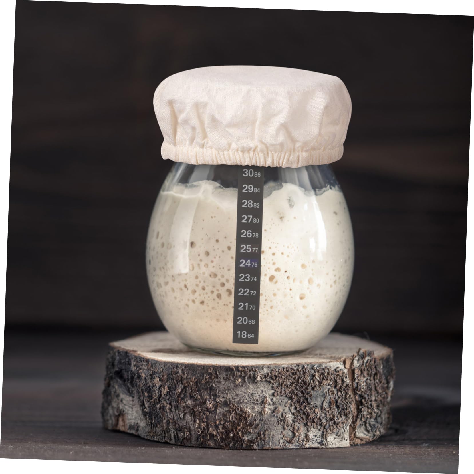 ABOOFAN 2 Sätze Hefefermenter-Set Glas-stoffabdeckung Glasgefäß-zubehör Zubehör Für Sauerteig-startergläser Thermometerstreifen Sauerteig-starterglas-stoffbezug Datumsbänder Baumwolle