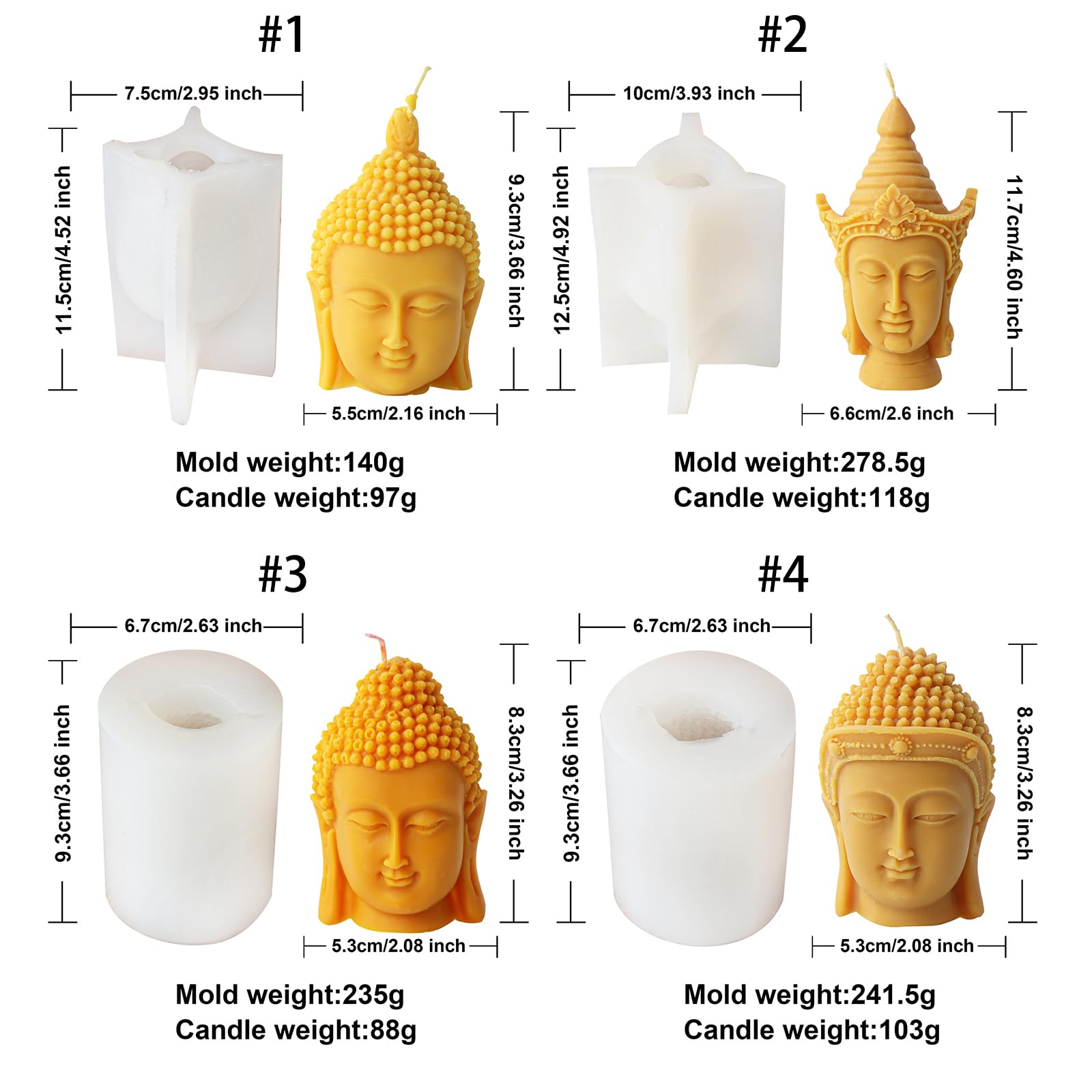 Moule à bougie en forme de tête de bouddha, facile à nettoyer, en Silicone, pour la fabrication de bougies, de savon et de décoration de gâteaux, moule artisanal fait à la main