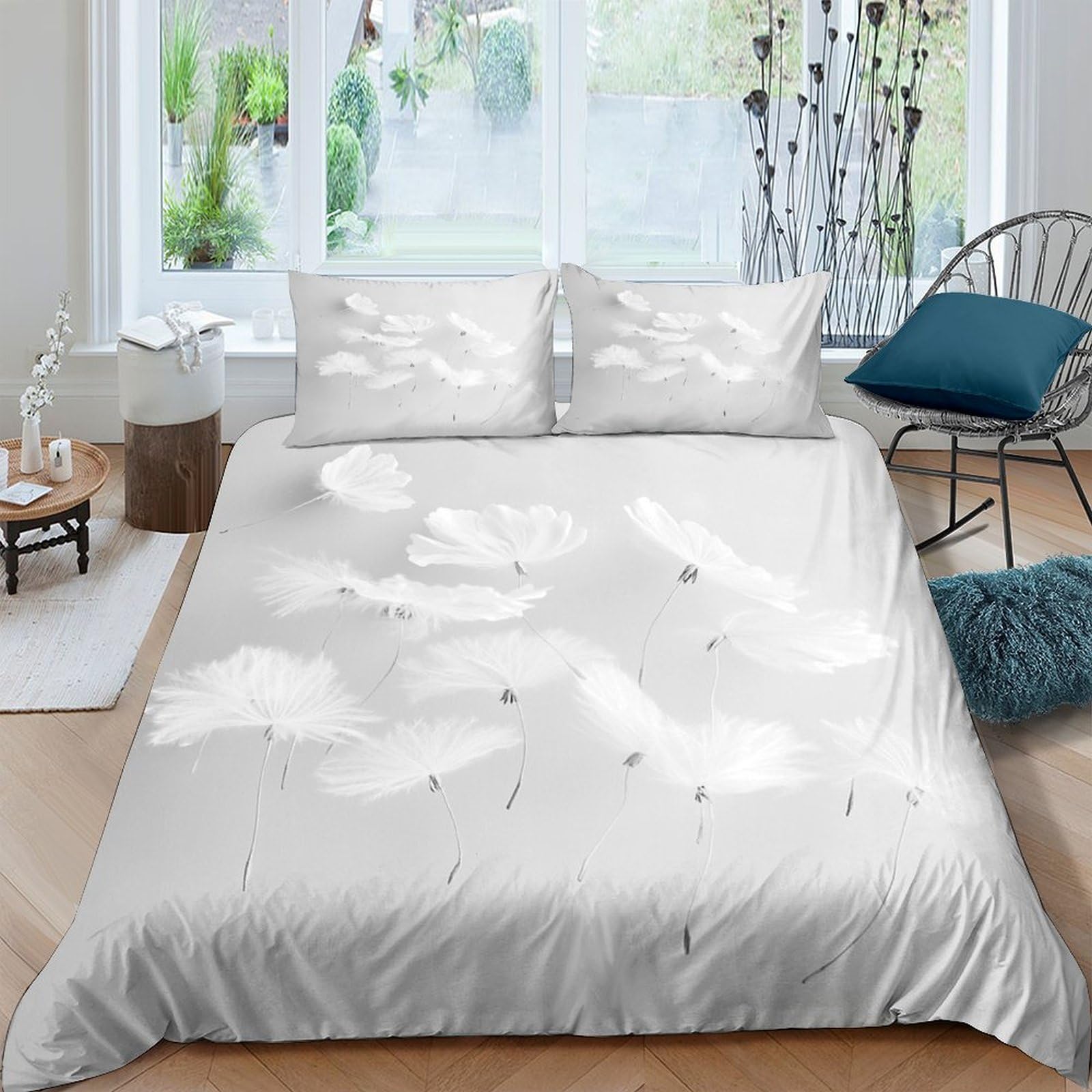 Ctjqhvkz Style-1 3D Printed White Feather Fitted Sheet Microfiber Soft Bed Cover For Bedroom Guest Room Dustproof Decorative Mattress Protection Single（135X200cm）