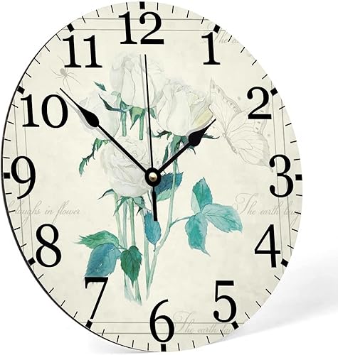 Miniatura 2 de Reloj de pared de madera con diseño de araña, mariposa, flores, acuarela, 15 pulgadas, silencioso, sin tictac, funciona con pilas, reloj de pared de