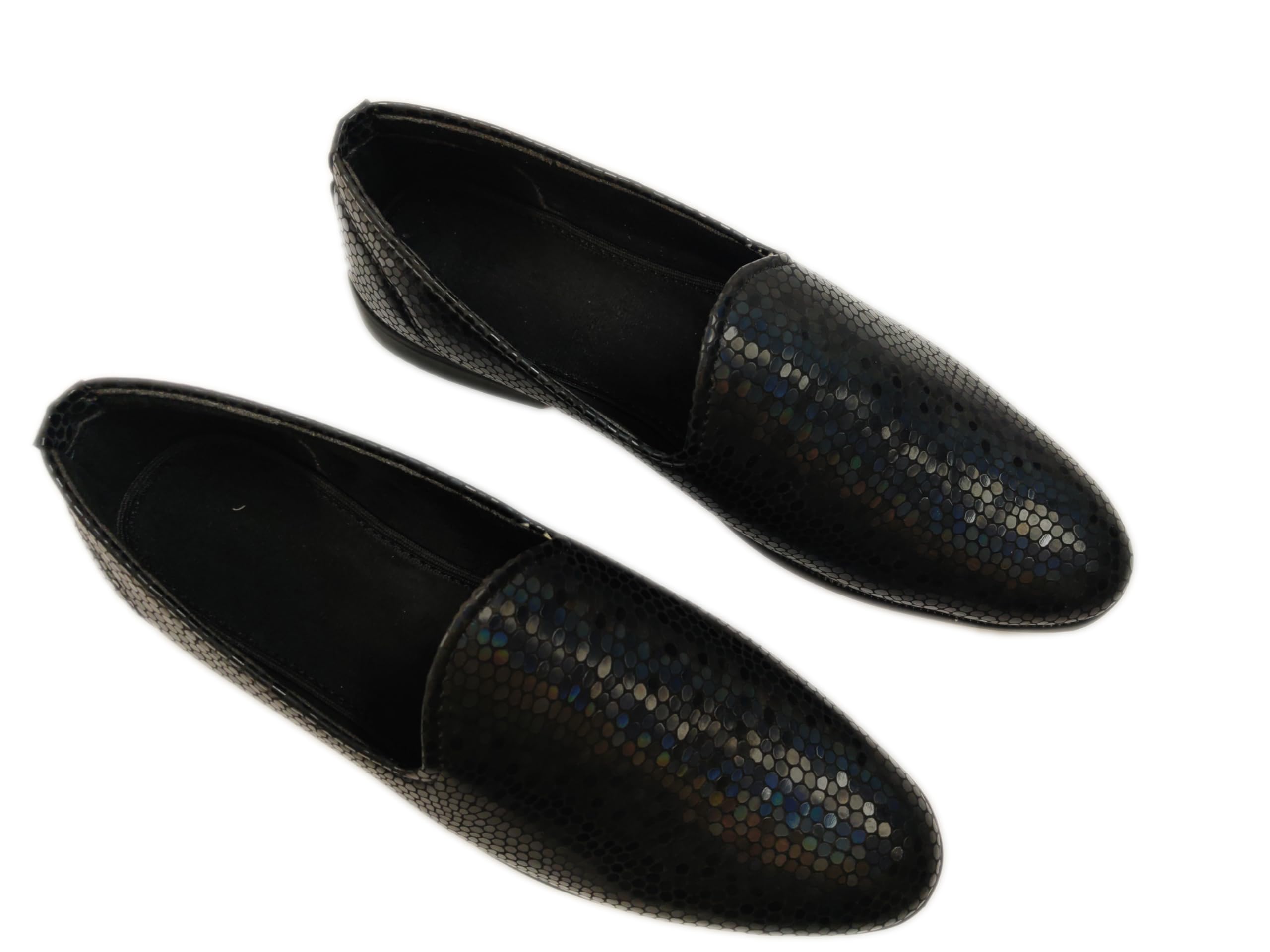 VELOUR INDIA Black Kaleidoscopic Rainbow Textured Slipon Shoes for Men (8) 4