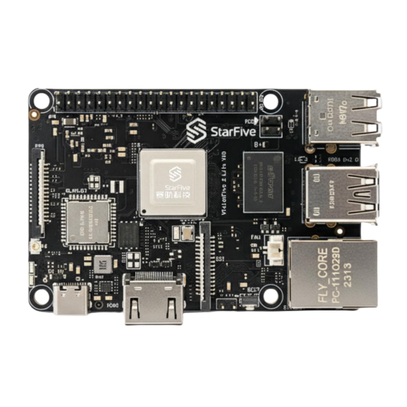 StarFive VisionFive 2 Lite, 4 núcleos RISC-V Dev, 2 GB de RAM, 4K HDMI, PCIe 2.0, Wi-Fi 6/BT5.4, Gigabit Ethernet, GPIO de 40 pines, Linux SBC de bajo costo para IoT/Edge (4 GB con WiFi, solo tablero)
