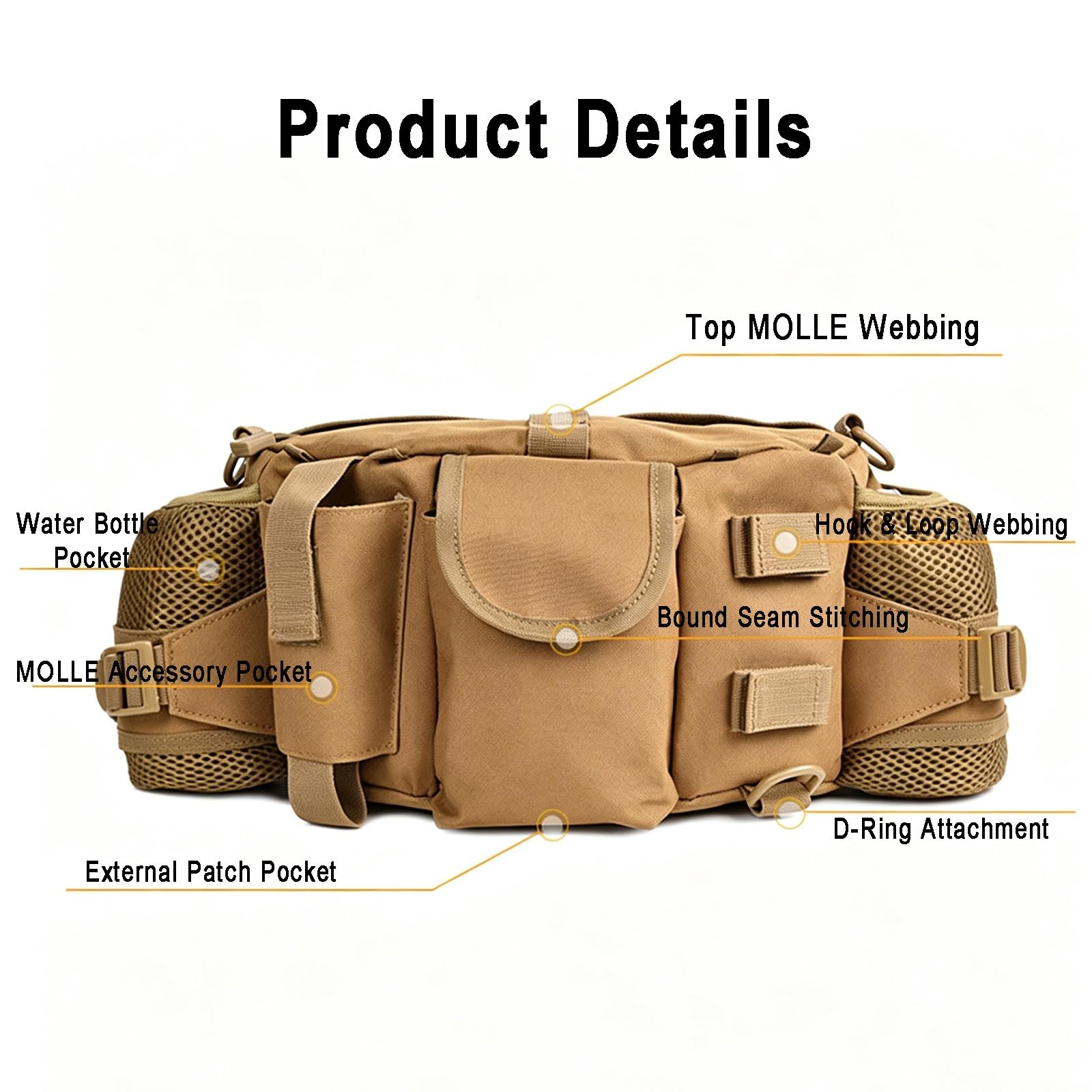 Borsa Cintura Tattica, Borsa Crossbody MOLLE, Borsa Borraccia Militare