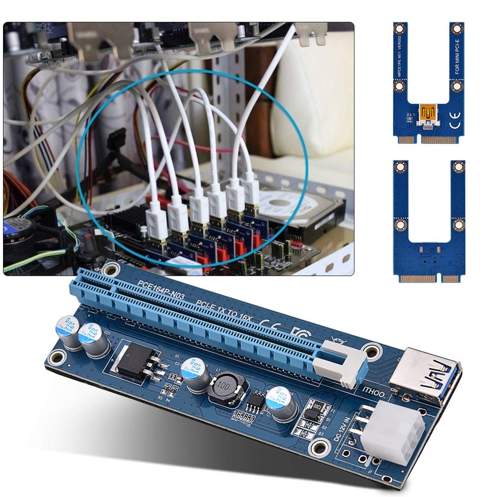 16X Mini PCI-E, karta rozszerzeń Mini PCI-E do PCI Express16x z 4 kondensatorami półprzewodnikowymi i 6-pinowym interfejsem do obsługi kart graficznych