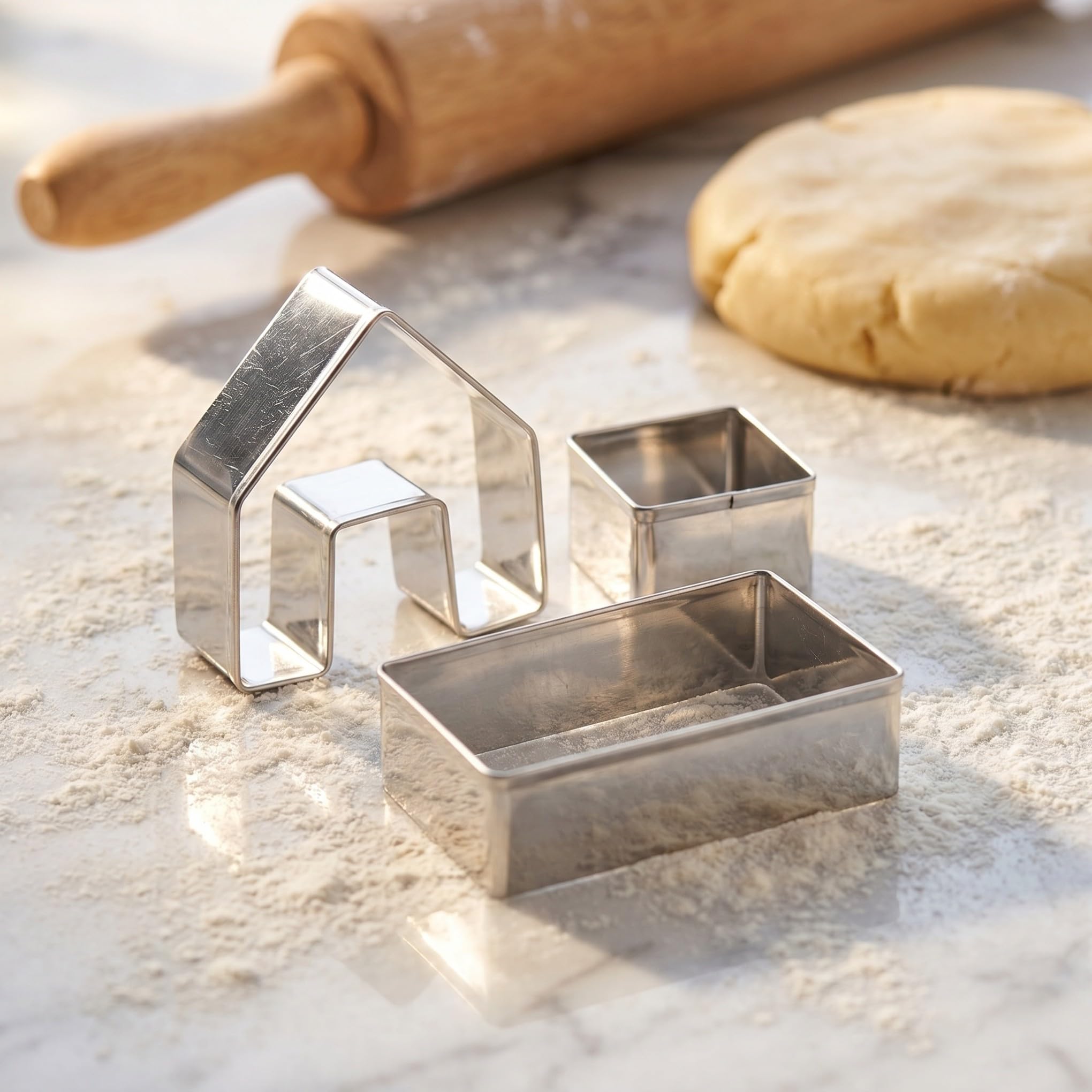 Alipis 5 Molde De La Casa Mini Cortadores De Galletas De Navidad Cortador De Chocolate Antiadherente Cortador De Galletas De La Casa Molde De Galletas 3d Acero Inoxidable Cuchillos Pastel