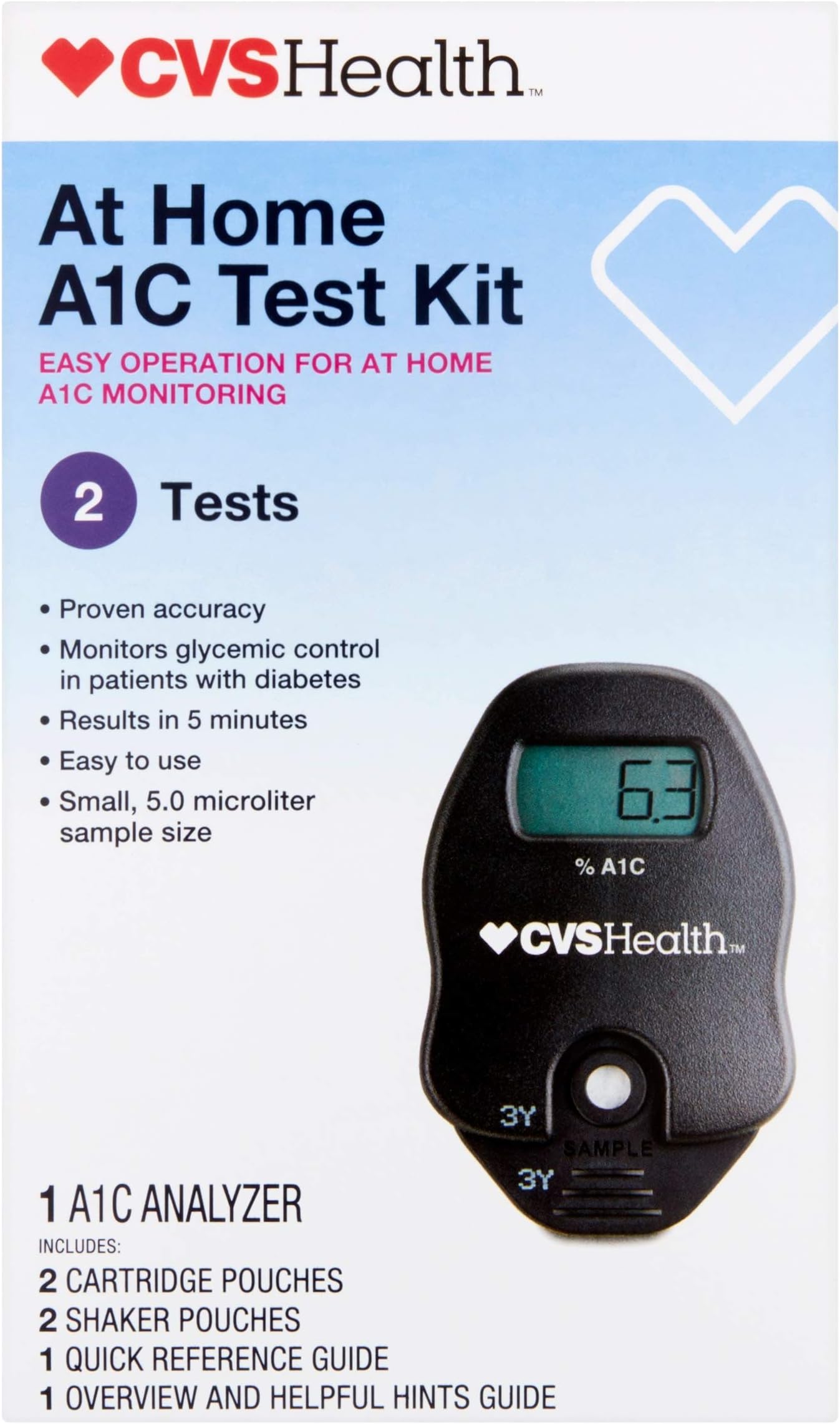 CVS A1C At Home Test Kit, Home Use Monitoring of Glycemic Control, Easy Operation for Home A1C Monitoring