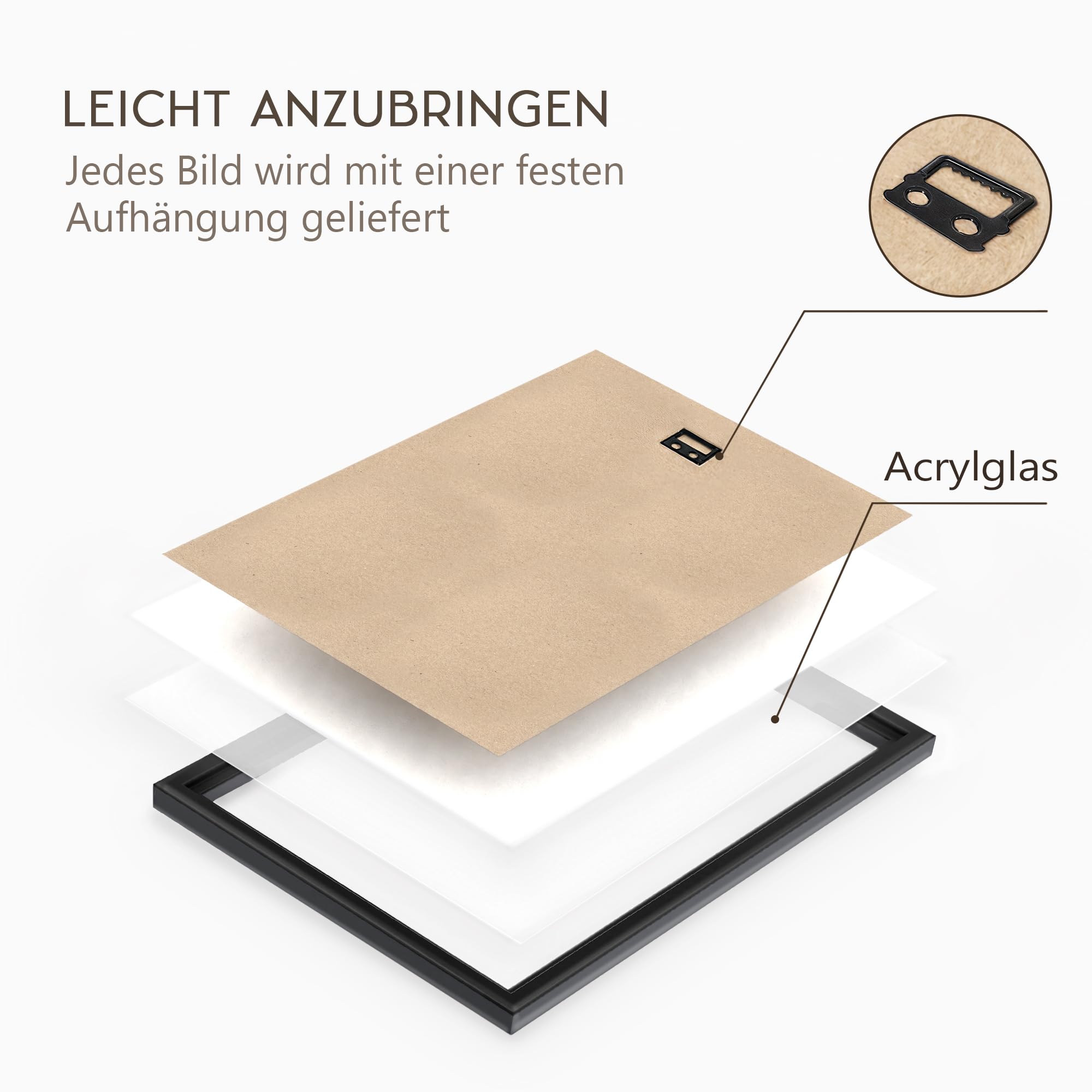 Novart Wandbilder mit Rahmen Linien - Wohnzimmer Schlafzimmer Büro Wanddeko - 3 Bilder Set 128x60 cm Schwarz - N133336aR2