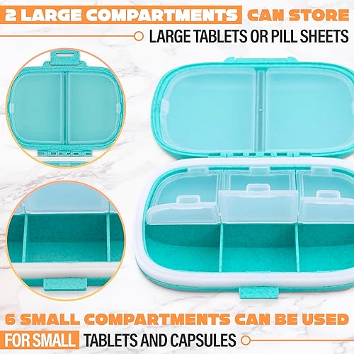 Miniatura 5 de Organizador de pastillas de viaje de 2 piezas, organizador de píldoras semanal, contenedor de píldoras pequeño, pastillero de viaje, pastillero,