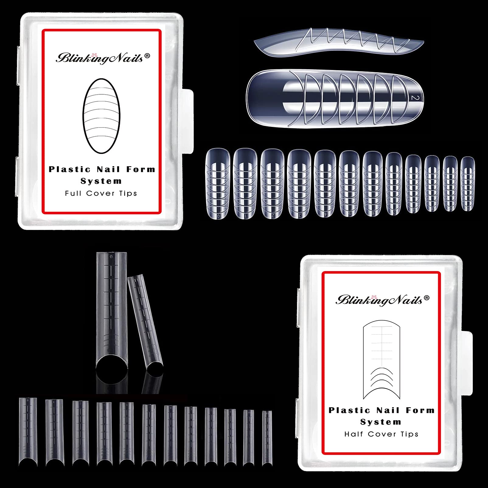 Nail Tips Clip 10Pcs with Gel Nail Molds 48pcs,Dual Nail Forms Set including Dual-ended Poly Extension Gel Brush for Quick Building Poly Extension Gel come with Nail File Nail Dust Remover Brush - Image 2