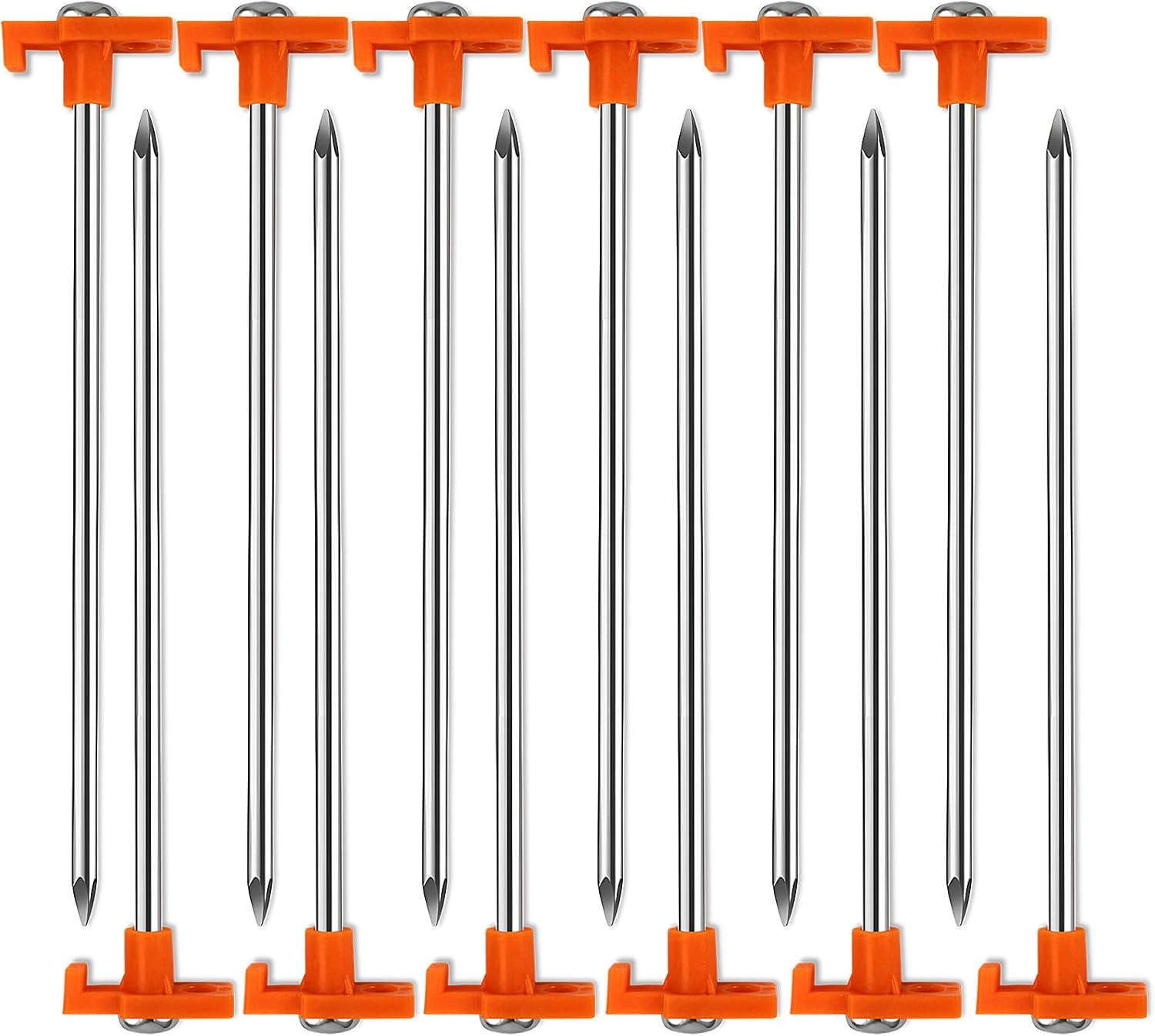 Zmpkhba 8 Pack Tent Stakes, Galvanized Non-Rust Camping Tent Pegs, 7.1 Inch Heavy Duty Ground Stakes Canopy Anchors - Orange Hiking (8, Orange)