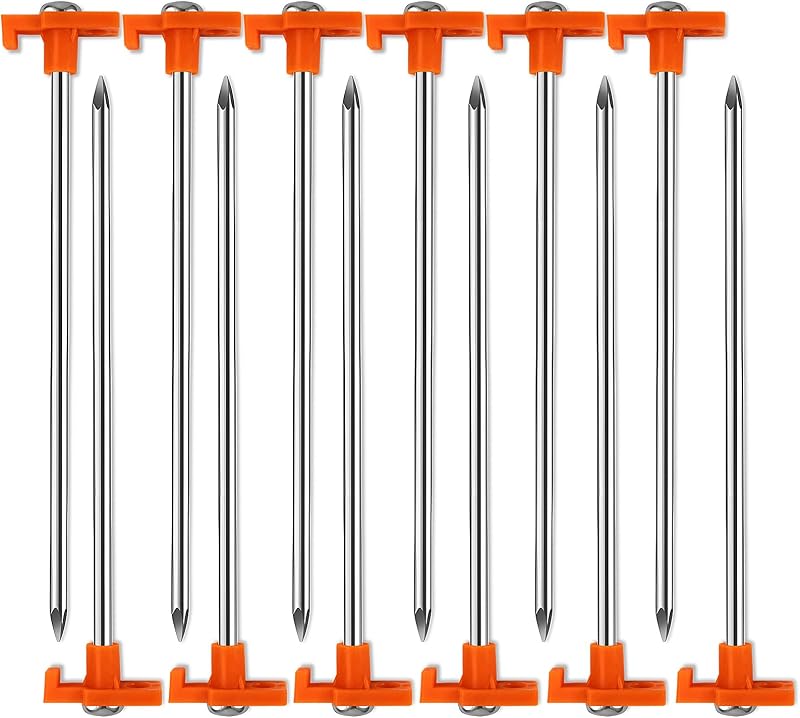 Paquete de 16 estacas para tienda de campaña, estacas galvanizadas para tienda de campaña que no se oxidan | Anclajes de dosel para estacas de tierra resistentes de 7,1 pulgadas - Senderismo naranja (16, naranja)