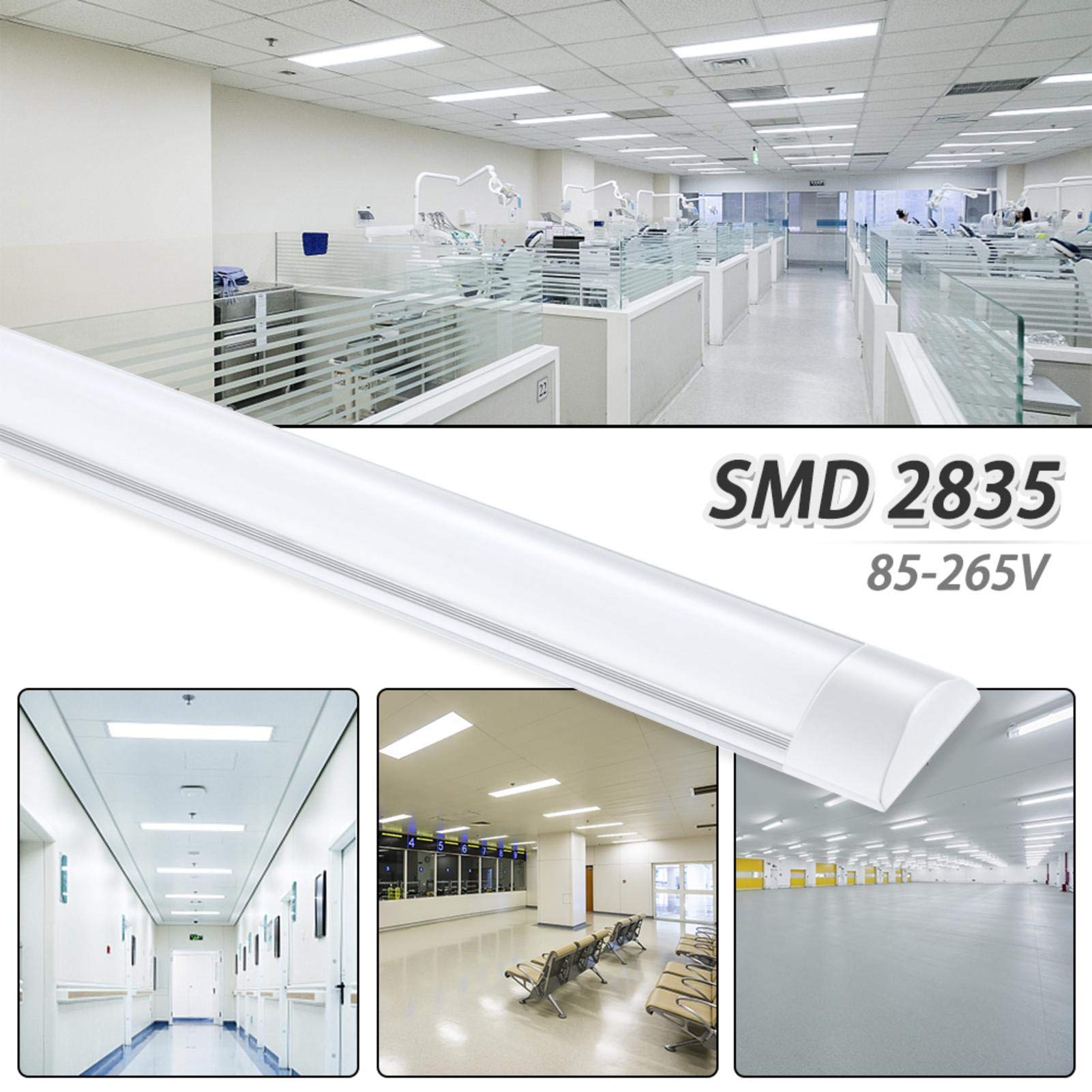 tubo 4 FT LED, luces Batten integradas por 40 W LED, 4800 lúmenes, montaje fluorescente tubo repuesto para el garaje, tienda, almacén, oficina, mercado, blanco, 4 pcs