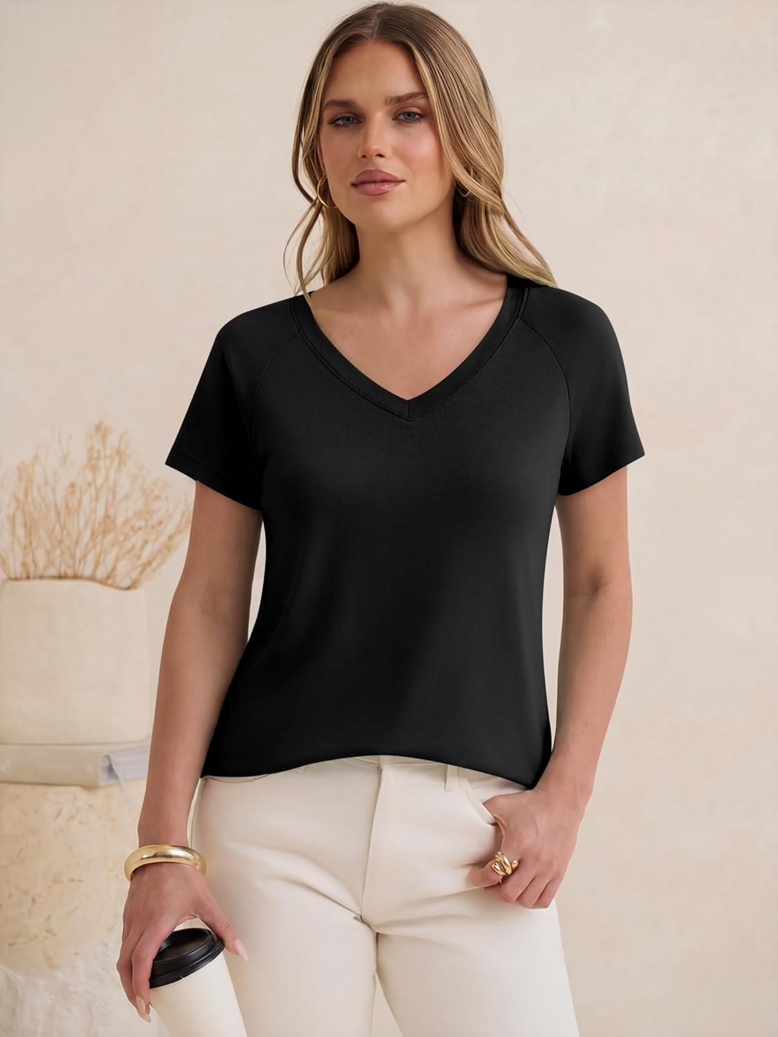 ANRABESS Womens Tops Short Sleeve V Neck Shirts Summer Basic Tee Trendy Cute Tshirts 2026 Spring Casual Outfits - Image 3