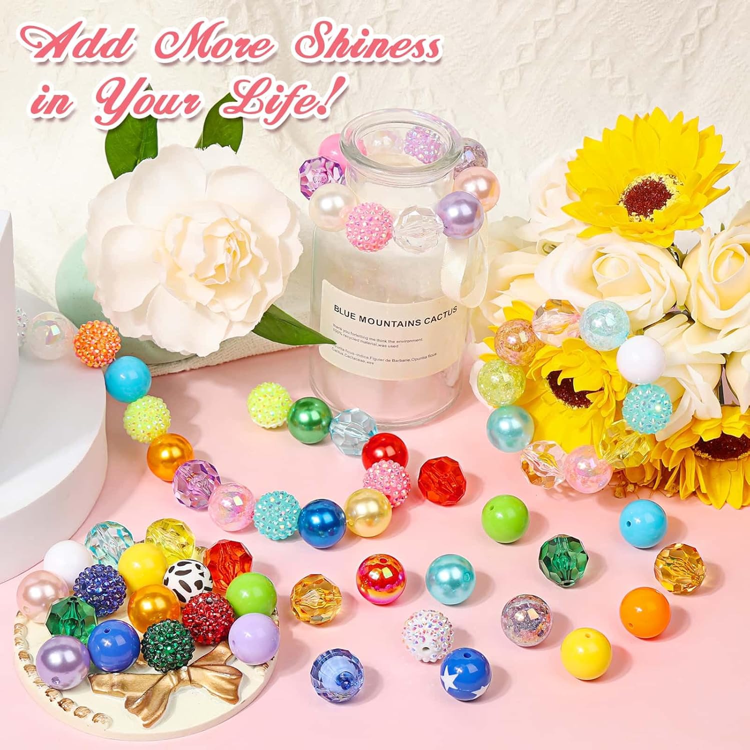 55 Pcs 20mm Multi-colored Acrylic/Resin Bubblegum Beads for Pens, Bracelets, Necklaces & Earrings - Image 7