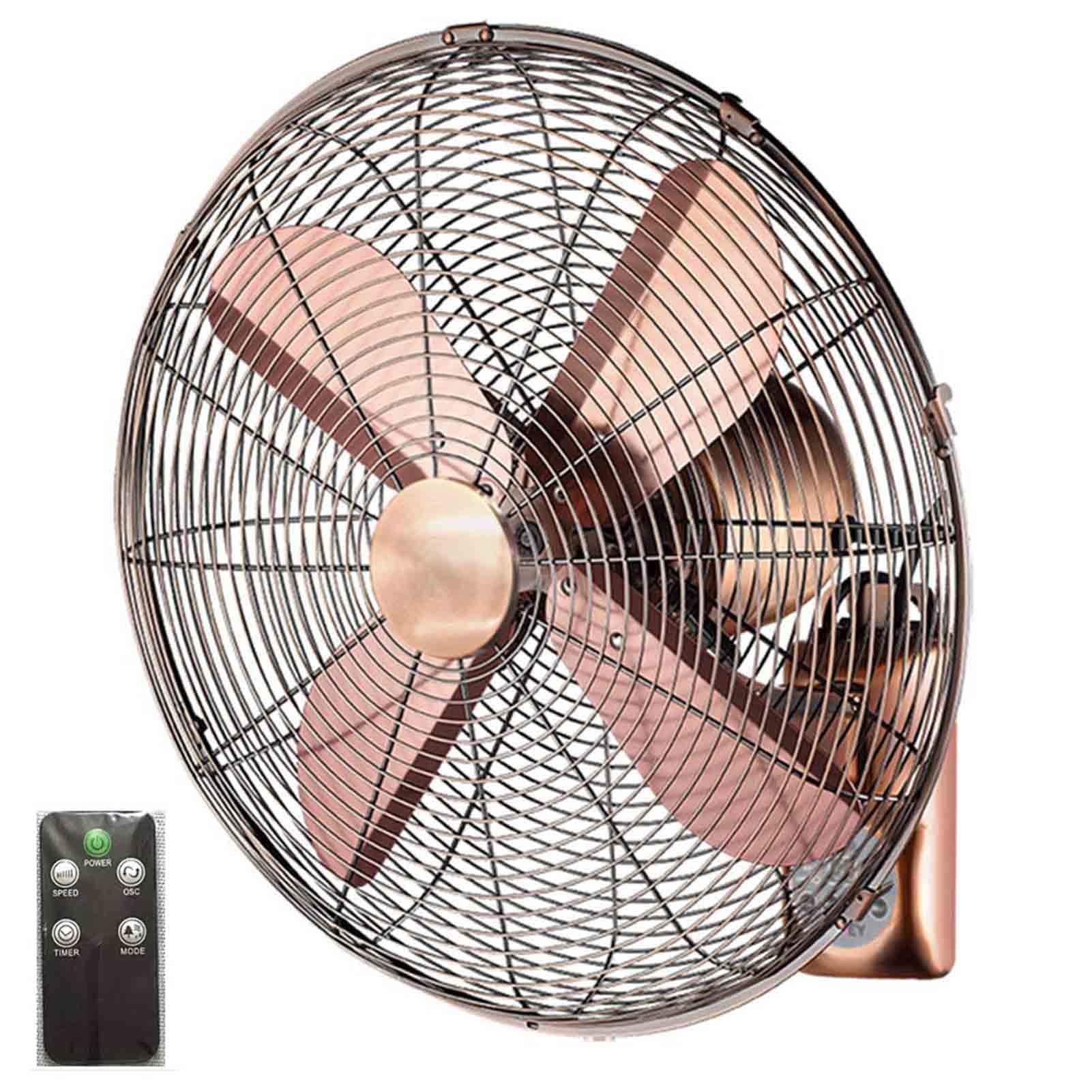001,16inch, Wall Mounted Oscillating Fan,Metal Retro Industrial Wall Fan with Remote Control, 3 Speed Setting, 3 Modes,Quiet Operation