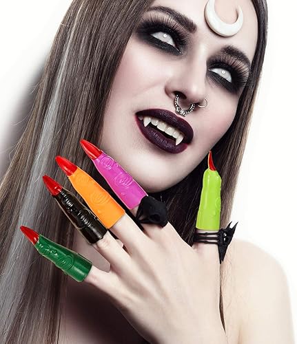 Miniatura 6 de Skylety 60 piezas de dedos de bruja de Halloween, accesorios de disfraz de dedo de bruja marciana, disfraz de dedo de vampiro falso para fiesta de