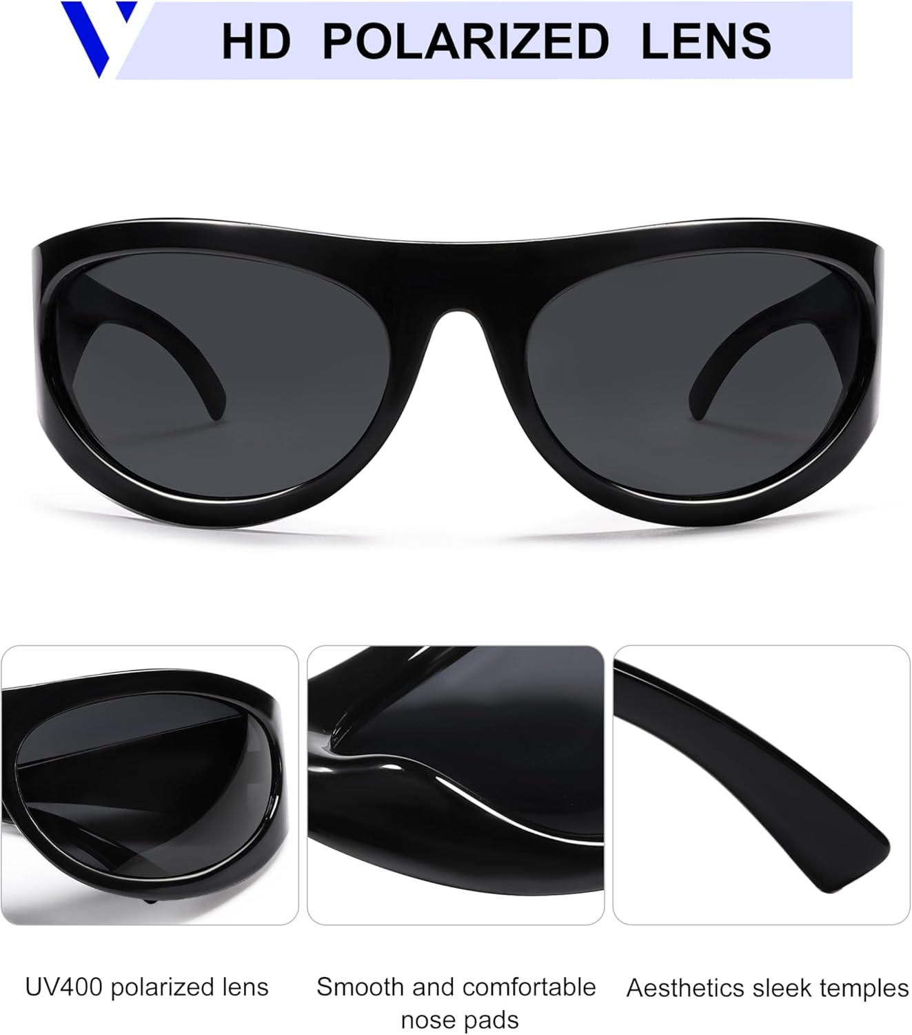 VANLINKER Polarized Wrap Around Sunglasses for Women Men Trendy Sporty Style Oversized Shield Frame VL9814 - Image 4