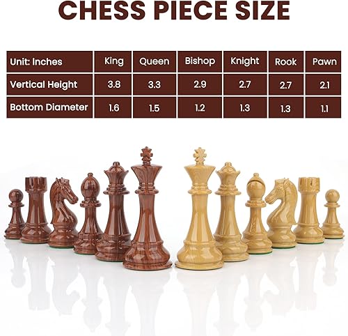 Miniatura 2 de COLORGO Piezas grandes de ajedrez con peso de polímero alto con tamaño King de 3.8 pulgadas, 2 reinas adicionales, juego de ajedrez de torneo, solo