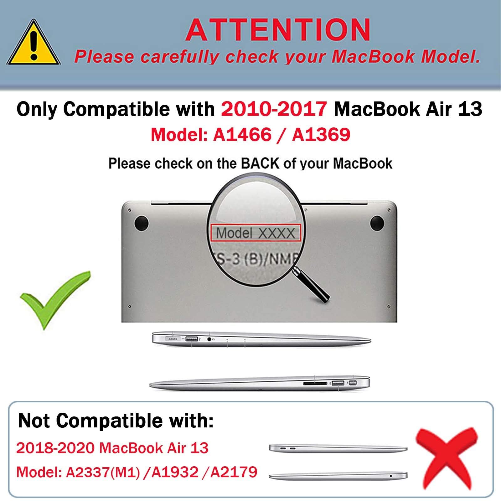 TECOOL Cover compatibile con vecchio MacBook Air 13 Pollici 2017-2010 (A1466 1369), Custodia Rigida Protettiva Sottile in Plastica Superficie Lucida e Copritastiera UE, Glitter