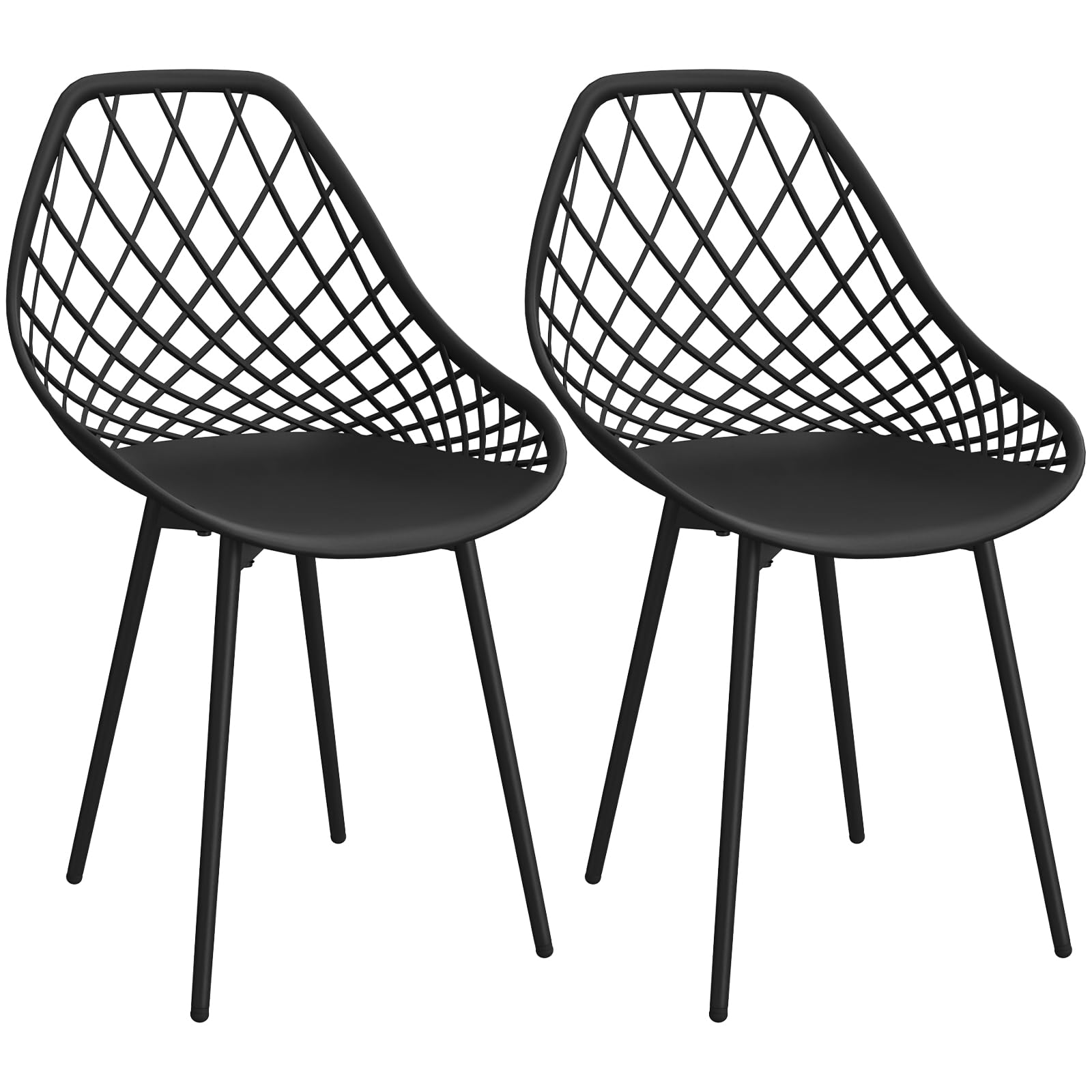 JIJIAN Juego de 2 sillas de Comedor con Patas de Metal, sillas Cocina,sillas Salon,Respaldo Curvado y diseño Recortado,sillas Comedor Negras,para Sala de Estar, Dormitorio, Cocina o Comedor
