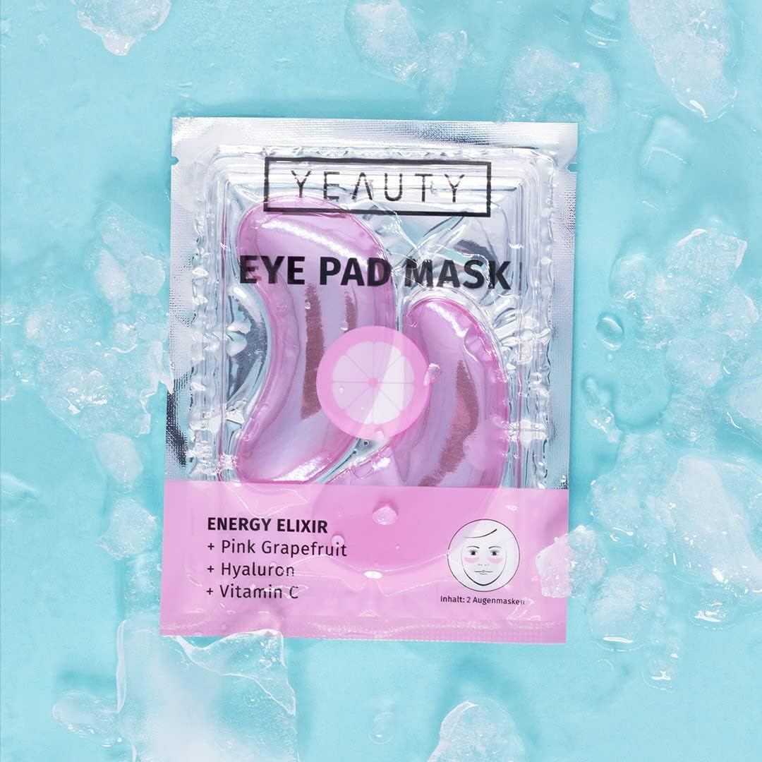 YEAUTY ENERGY ELIXIR EYE PAD MASK, i cuscinetti per gli occhi super morbidi con il lussuoso siero anti-invecchiamento di vitamina C, acido ialuronico e pompelmo rosa, riducono le occhiaie e leviga la