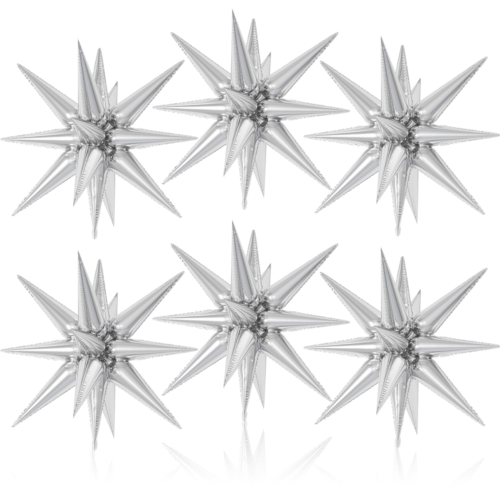 6PCS Star Balloons, 22Inch Large Silver Star Balloon Foil Balloons Party Balloon for Birthday Graduation Wedding Anniversary Party Backdrops