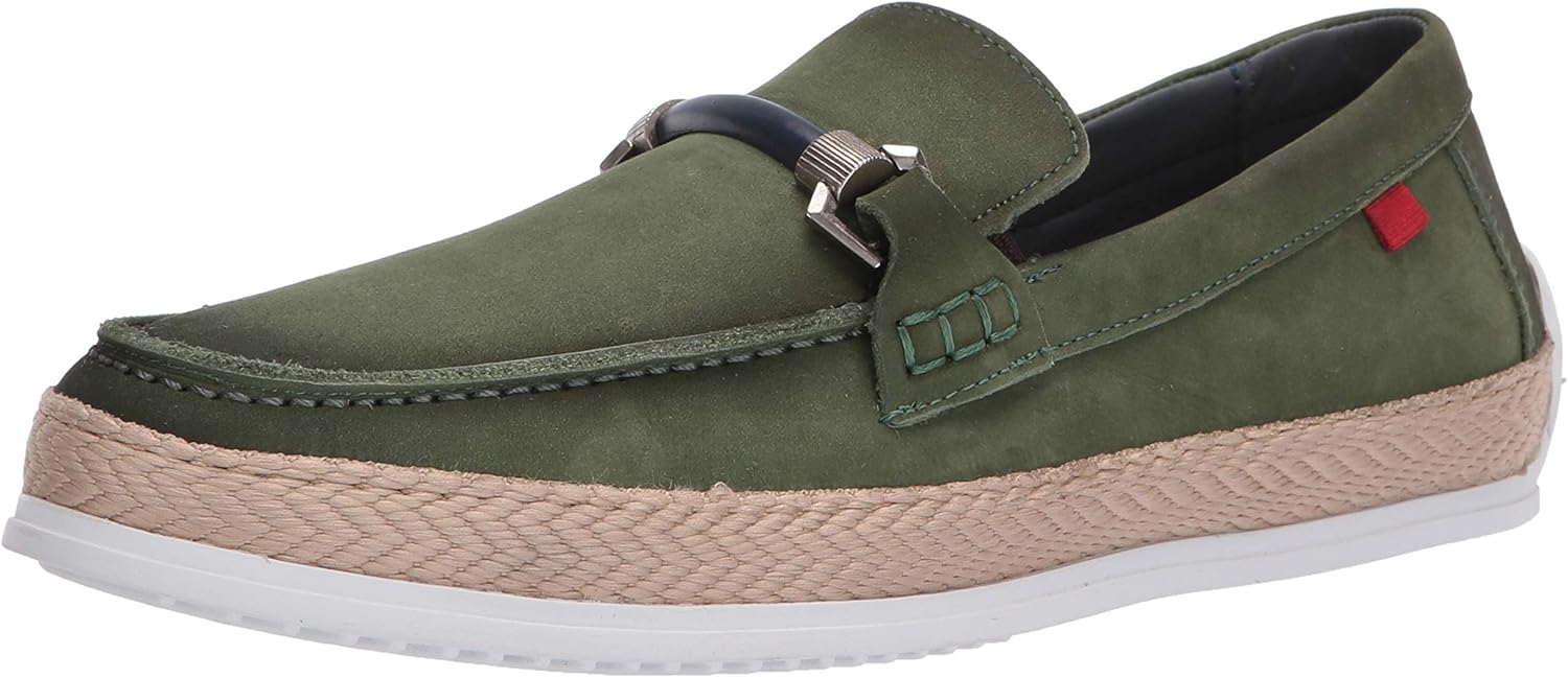 Marc Joseph New York Men's Leather Luxury Deck Shoe with Bit Buckle/Rope Detail Boat, Emerald Green Nubuck, 9 M US