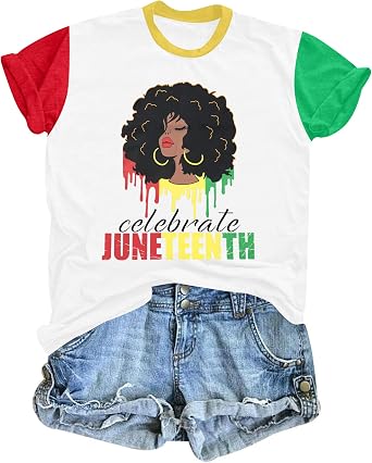 Juneteenth Shirts Women Celebrating Black Freedom T-Shirt Celebrate Juneteenth Tee 1865 Black Independence Tops