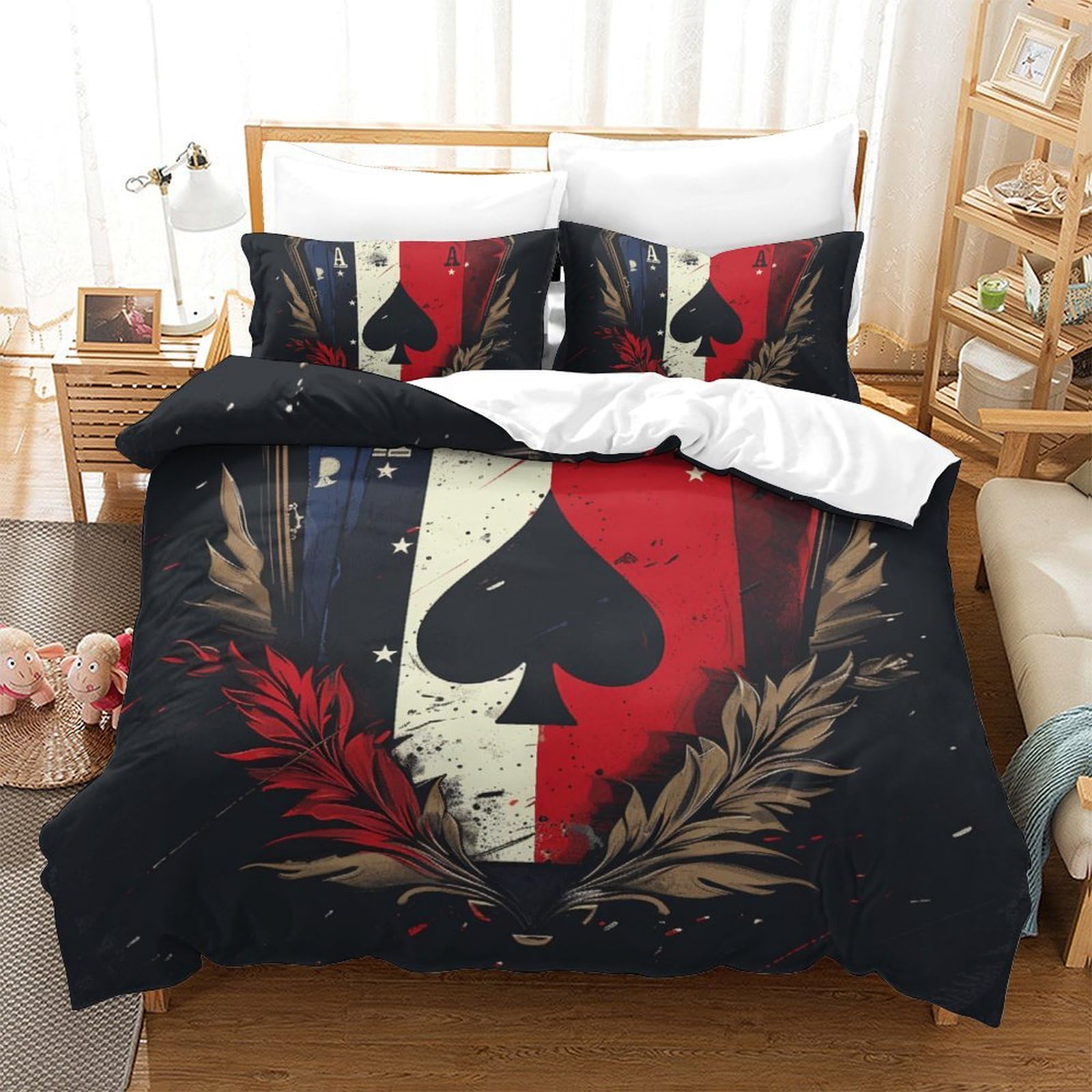 Housse de couette pour filles avec motif imprimé 3D et fermeture éclair pratique