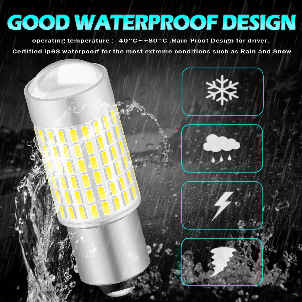 KaTur 1156 P21W 7506 BA15S żarówka LED wysoka moc 3014 chipy niezwykle jasne 3000 lumenów 6500 K ksenonowe białe zamiennik do cofania światła kierunkowskazu tylnego hamulca, (2 sztuki)