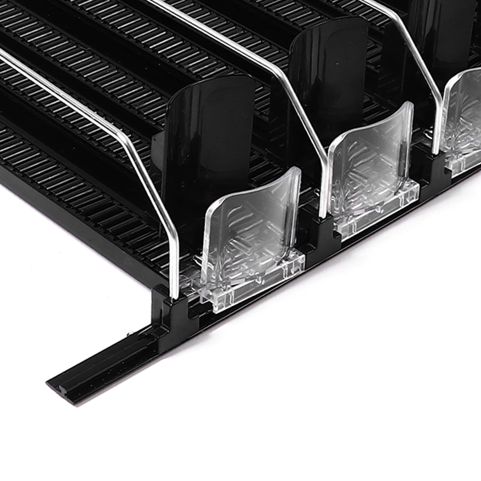 QERLONG Adjustable Beverage Dispenser, Can and Bottle Organizer, Curved Spring Design, Holds Up to 6 Drinks, Easy Install for Fridge or Pantry (5PCS)