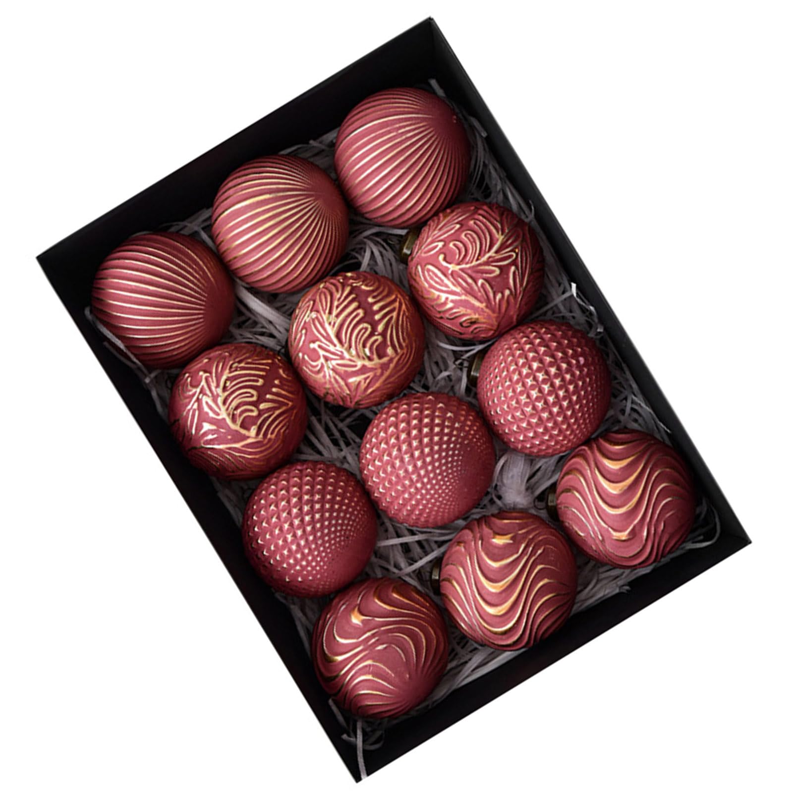 12Pcs Shimmering Christmas Ball Ornament 8cm Shatterproof Christmas Baubles Hanging Decorations for Tree Wreath Mantels Unbreakable Tree Decorations