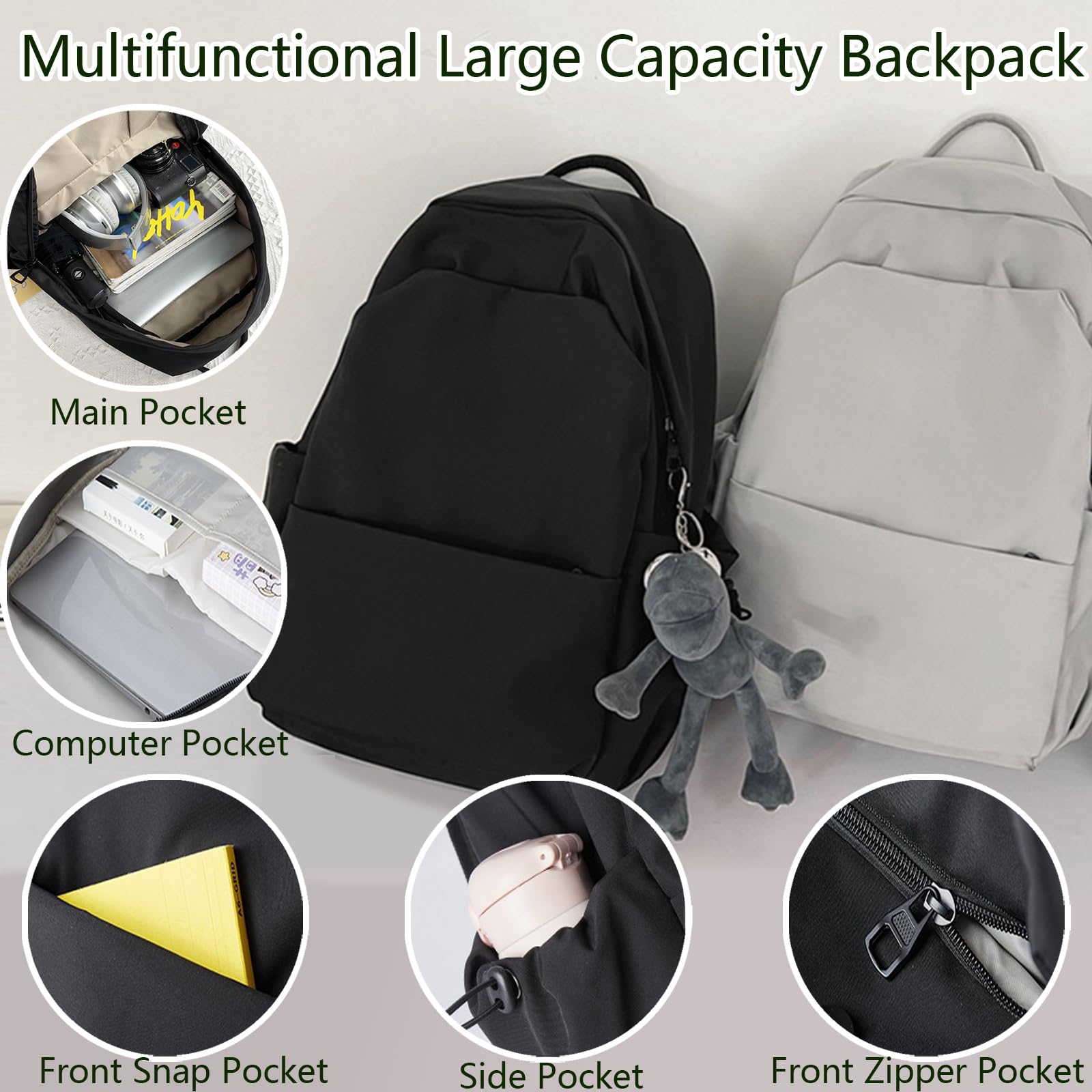 Aucuu Zaino Casual, 15.6" Zaino Per Portatile PC, Zaino Scuola Leggero Impermeabile, Zaino Donna, Zaino Viaggio Piccolo, Zaino Università per Scuola Lavoro Viaggi Affari Sport